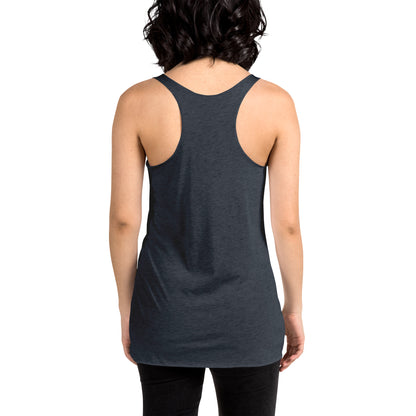 Women's navy racerback tank top featuring entomology and lab experiment graphics from Eccentric Chemistry's Tiny Shop of T-Shirt Horrors.